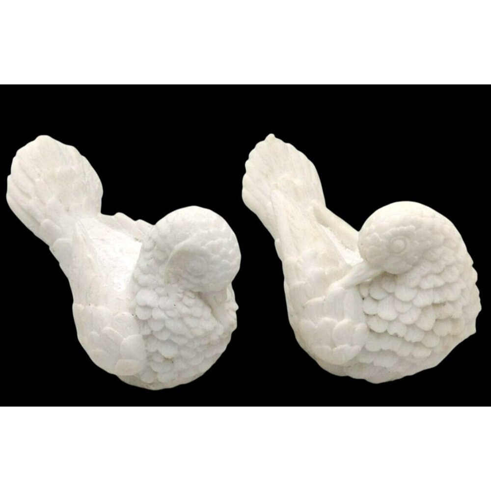 Santini Doves Italian White Alabaster Love Bird Figurines Vintage Marked Pair